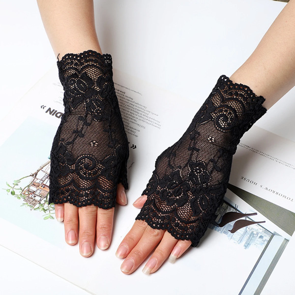 Half Finger Short Hand Gloves For Stylish Women