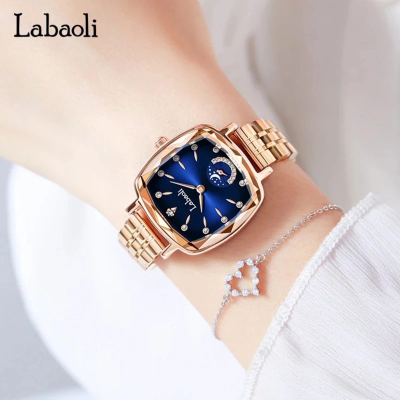 Labaoli cross-border new square watch star and moon women’s watch independent second dial cross-border