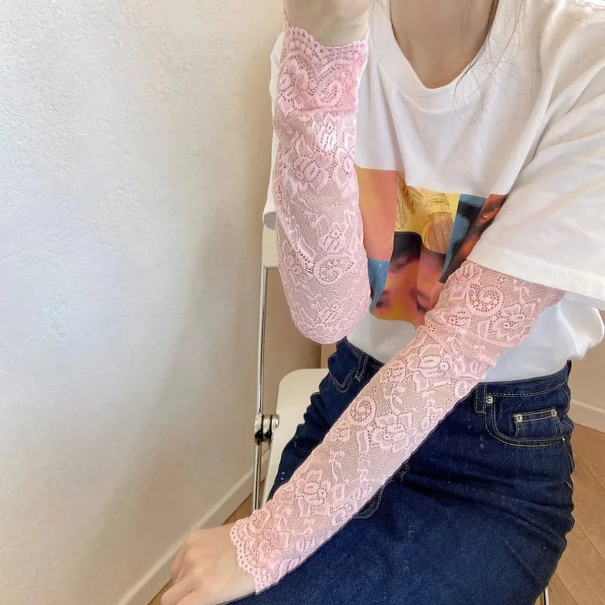 Long beautyful fingerless hand gloves