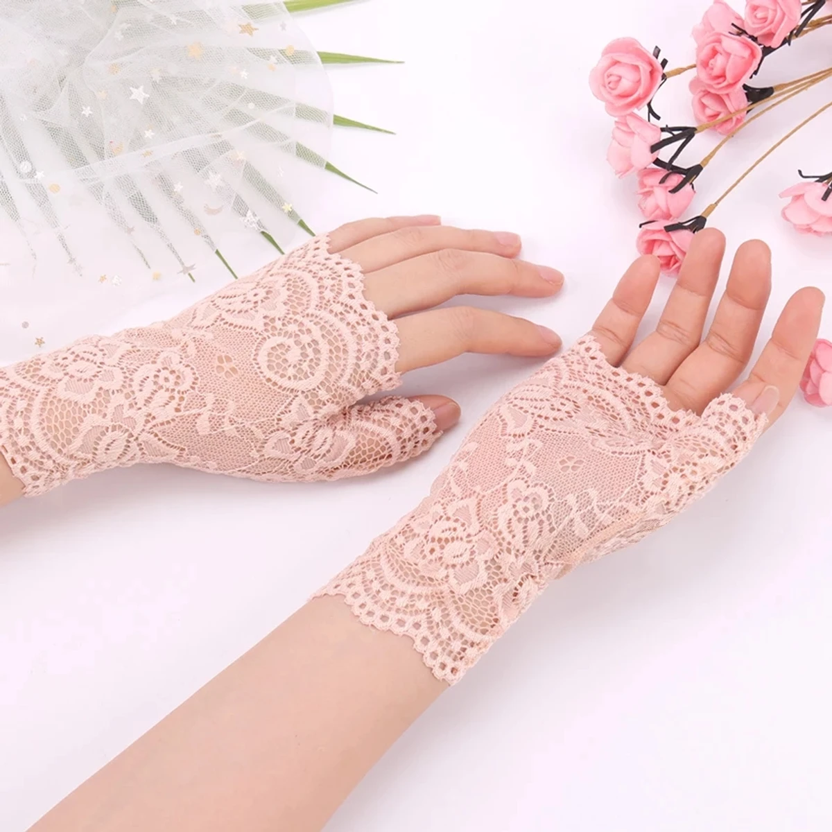 Half Finger Short Hand Gloves For Stylish Women