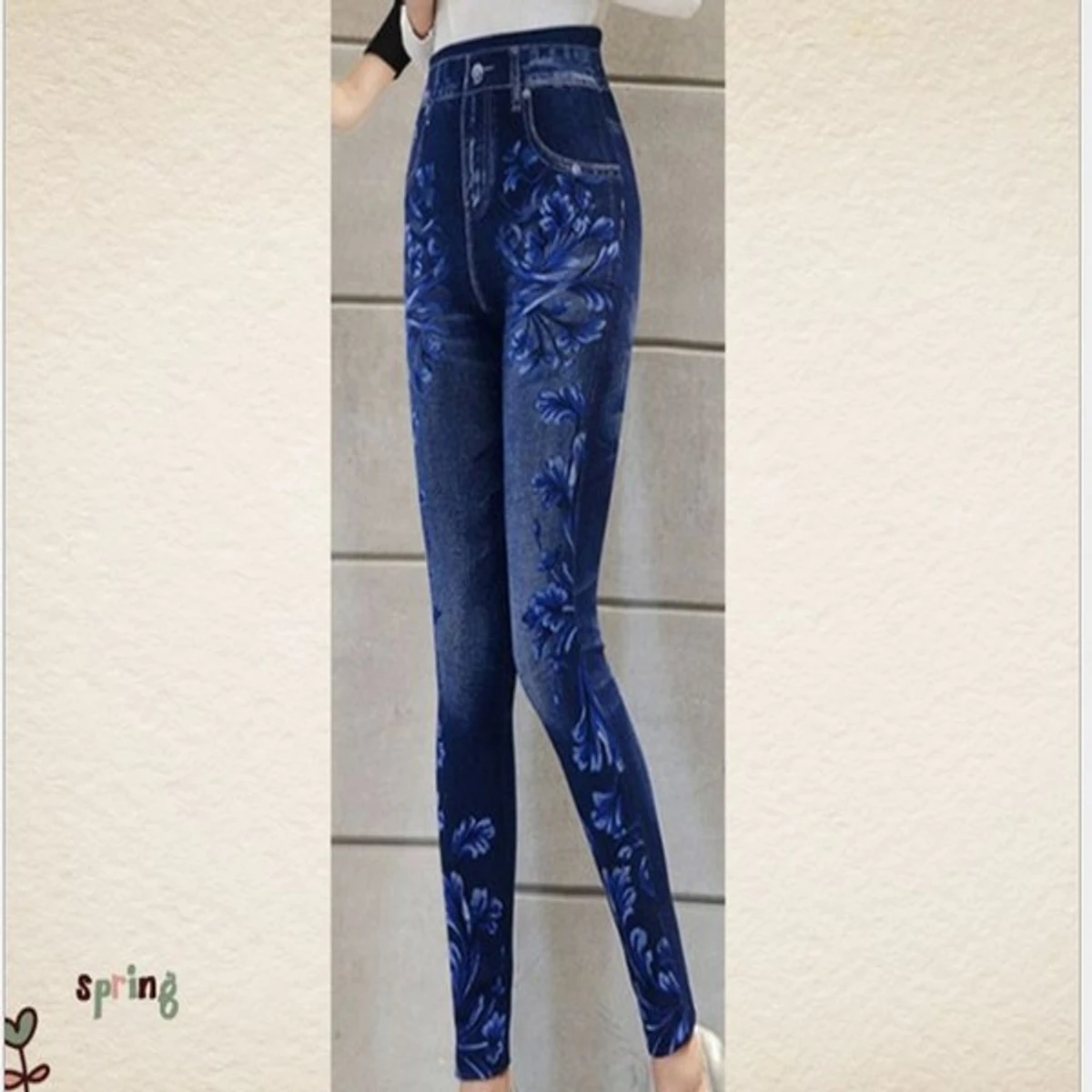 Jeans printed soft jaggings for women’s