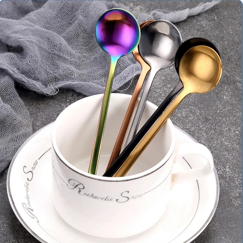 5 Pcs round shaped stainless steel spoon - Image 4