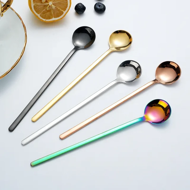 5 Pcs round shaped stainless steel spoon