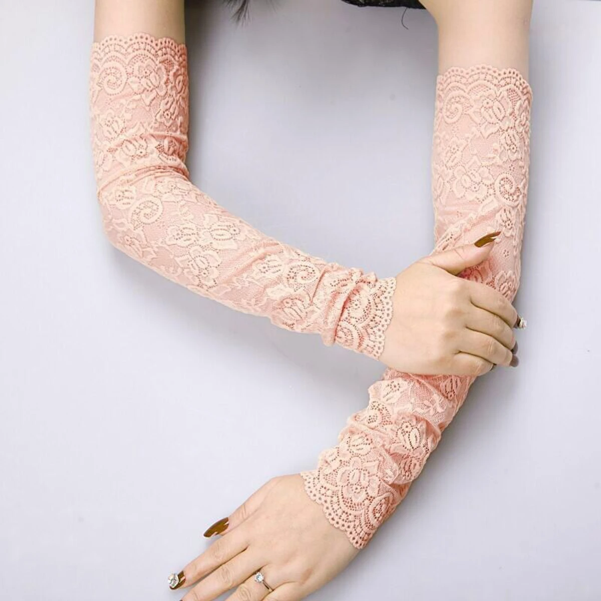 Long beautyful fingerless hand gloves